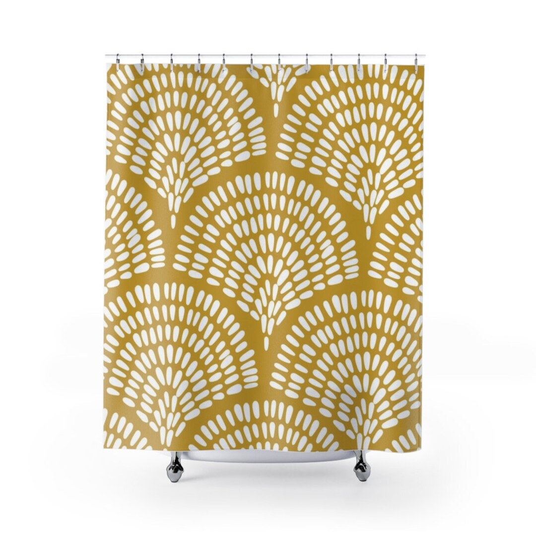 Boho Shower Curtain Mustard Yellow Bathroom Decor Boho Etsy