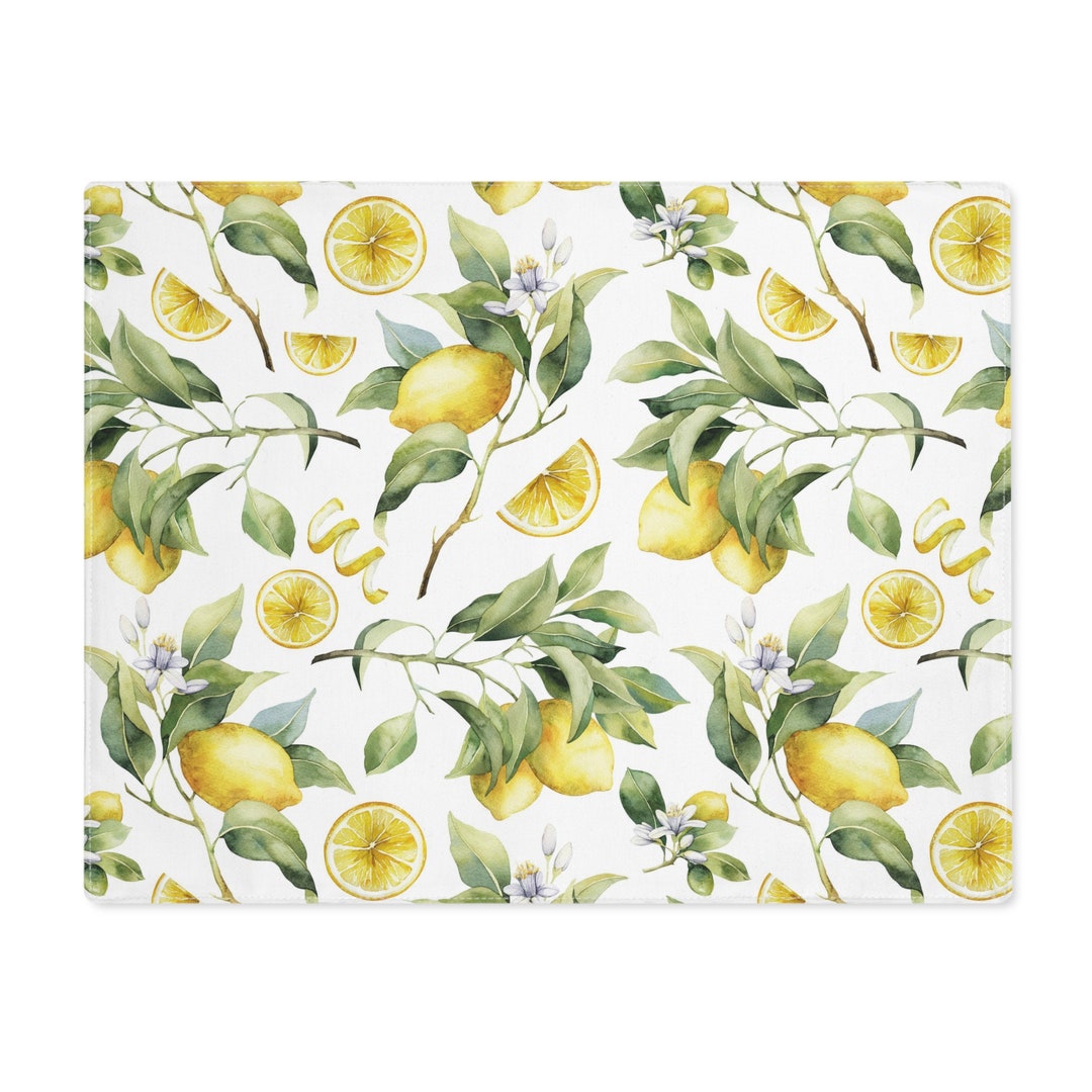 Lemons Placemat Citrus Fruit Fabric Placemats Watercolor Pattern Cloth