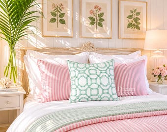 Chinoiserie throw pillow cover vintage case grandmillennial home decor asian living room decor Sage green white bamboo trellis oriental
