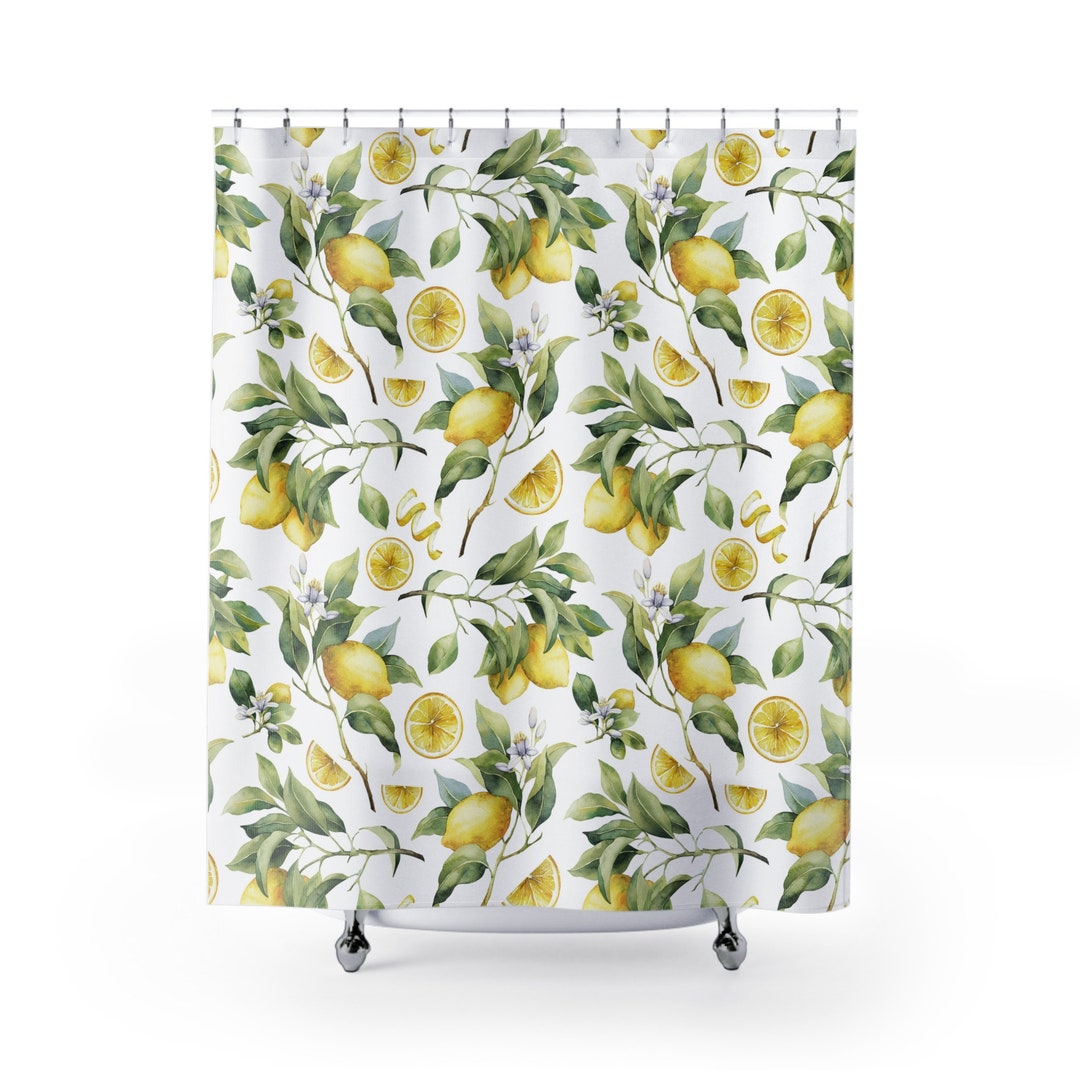 Lemon Shower Curtain Yellow Bathroom Decor Fruit Shower Curtain Kids