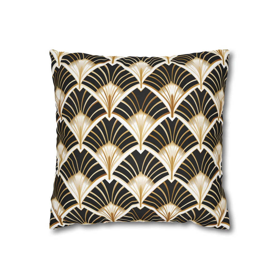 Art Deco Throw Pillow Case Vintage Pillow Cover Elegant Home Decor Gold