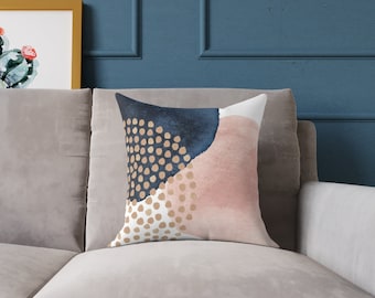 Abstract Watercolor Pillow Cover: Blush & Navy Home Decor