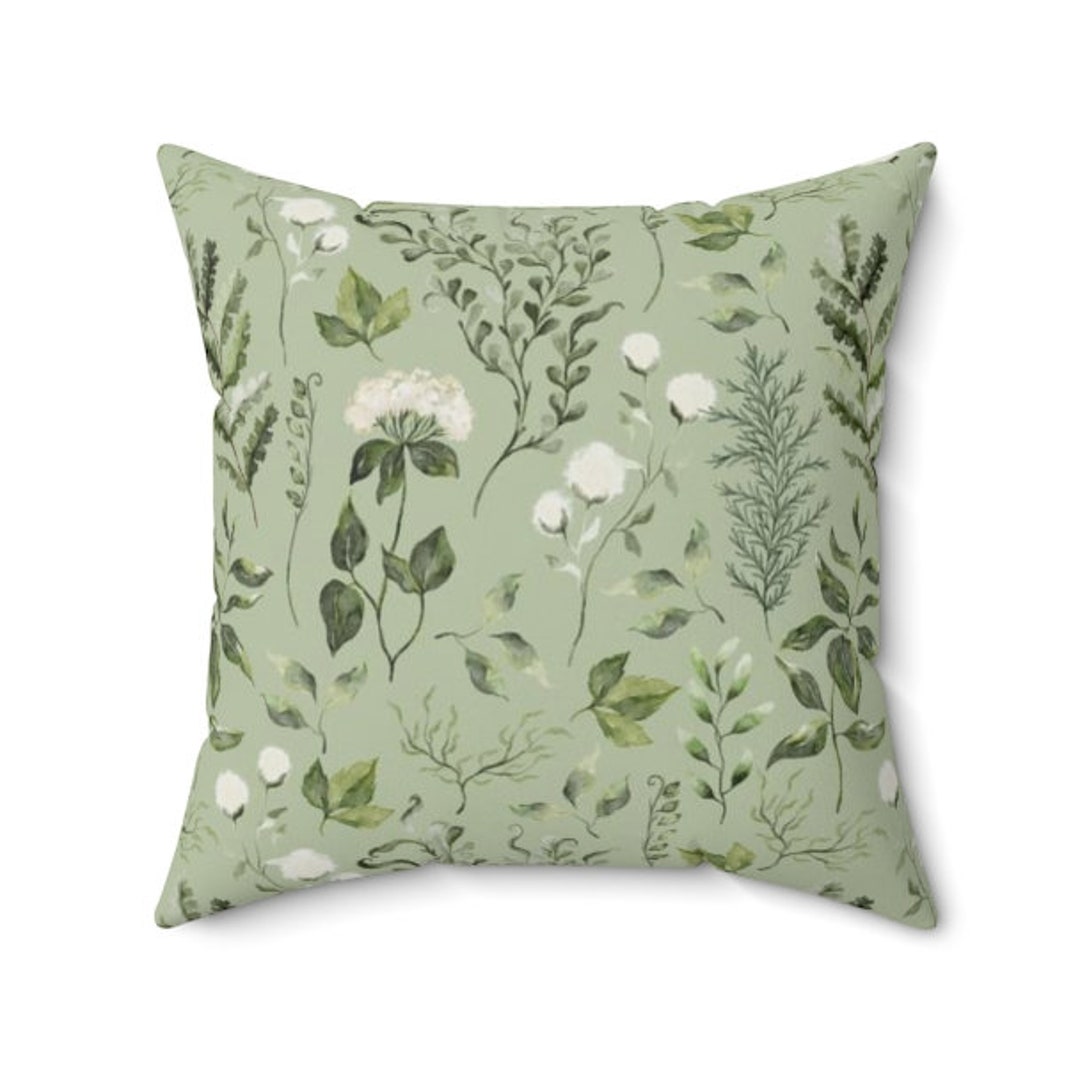 Botanical Throw Pillow Cover Sage Green Pillow Cover Greenery Home