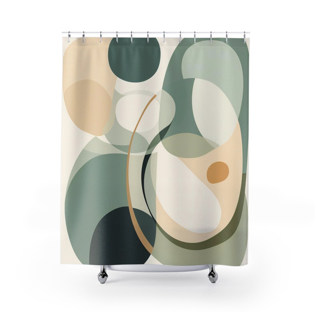 Retro Shower Curtain Vintage Bathroom Decor Mid Century Shower Curtain