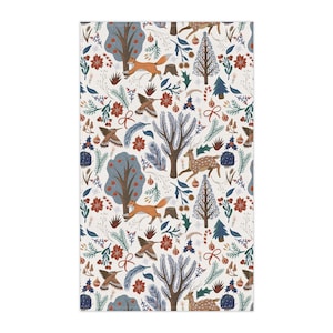 Woodland Kitchen Towel forest animals dish towel fairy magical forest kitchen decor fox deer birds tea towel hostess gift kitchenware