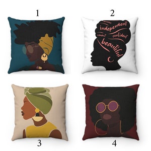 Black woman throw pillow cover black girl pillow cover black women accent pillow african american pillow cover afrocentric image 1