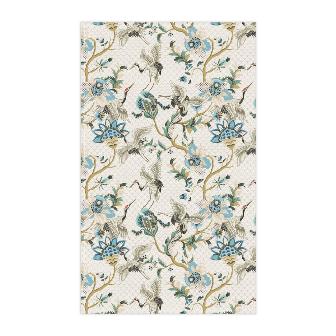 Japanese Kitchen Towel Asian Dish Towel Flying Cranes Kitchen Etsy