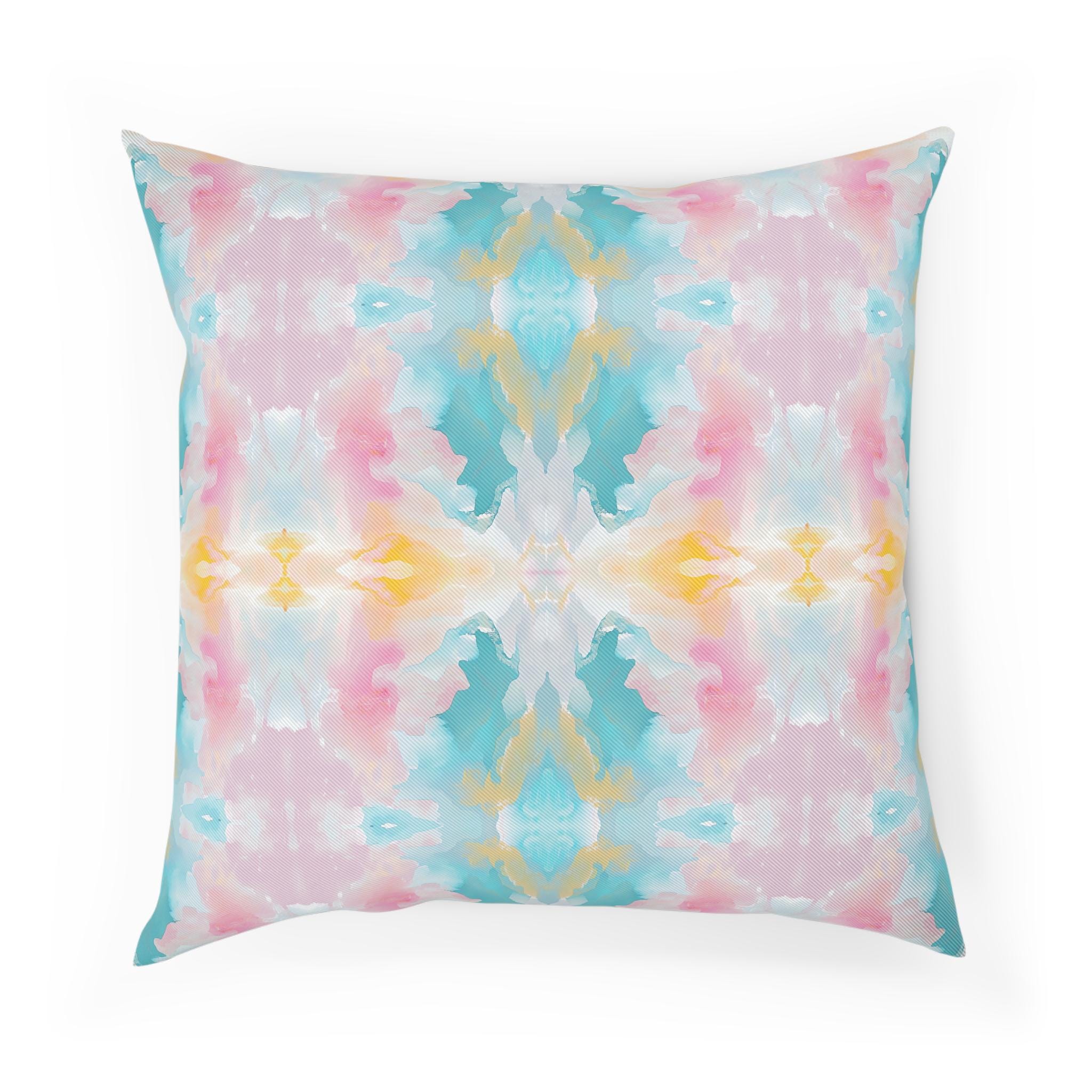 Abstract art throw pillow cover pastel blue blush pink watercolor pillow case mirored home decor college girl bedroom impressionist modern