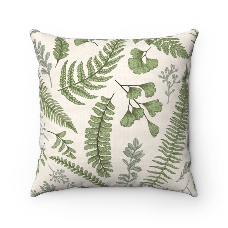 Botanical Throw Pillow Cover Green Pillow Cover Greenery Etsy