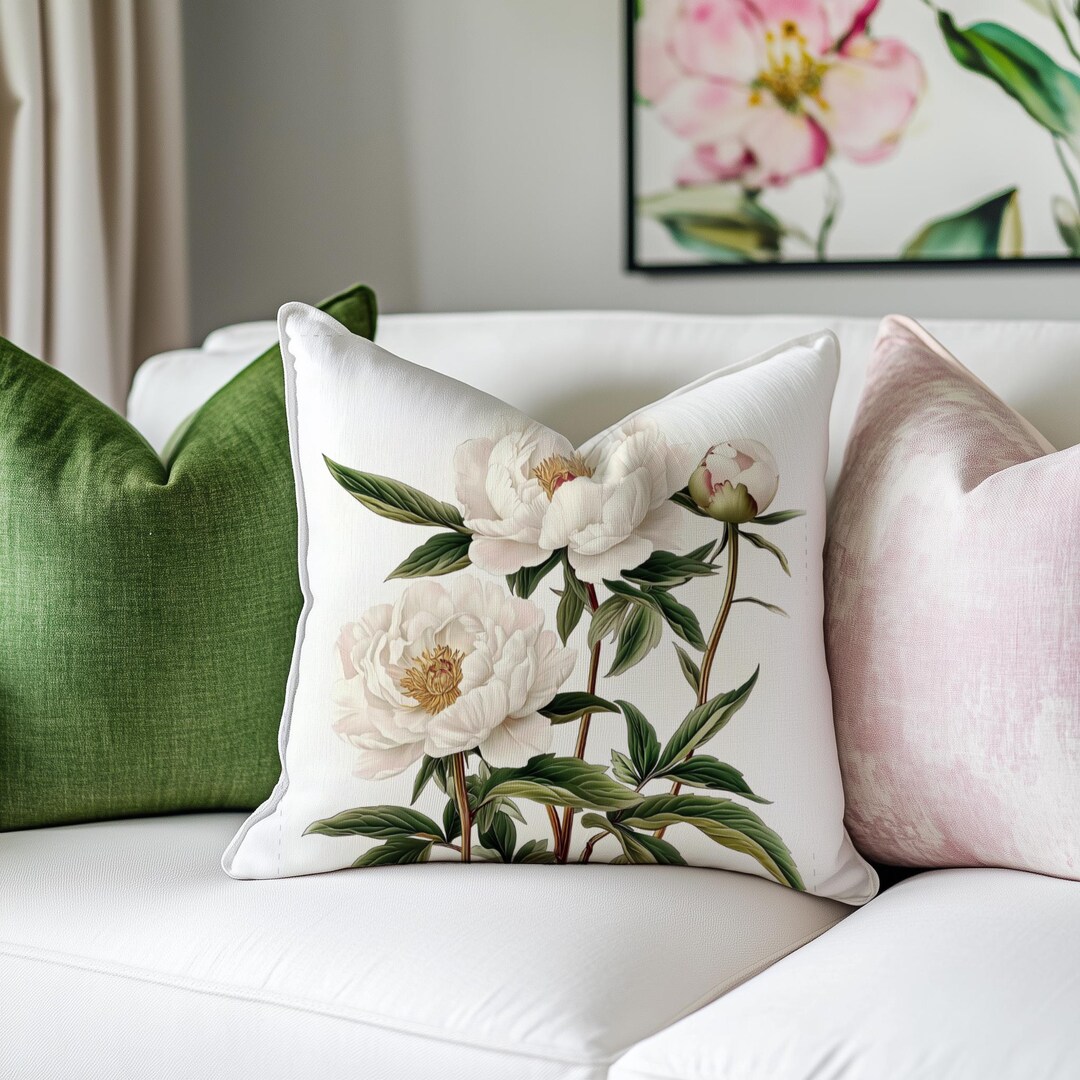 Chinoiserie Peony Pillow Cover: Vintage Floral Asian Decor - Etsy