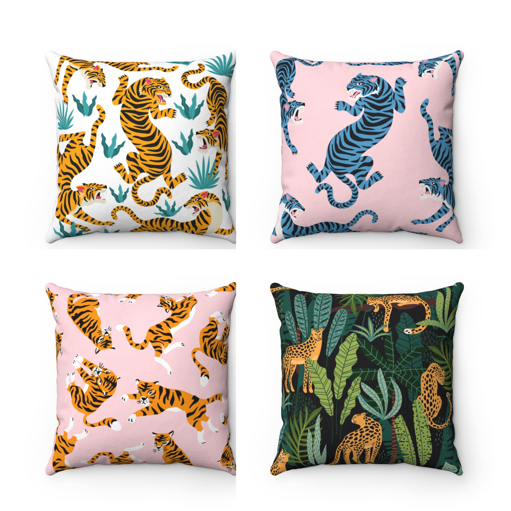 Tiger throw pillow cover animal print pillow cover tigers home Etsy