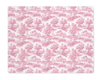 Toile de jouy Placemat french cottage fabric placemats pink white cloth table decor vintage pattern housewarming gift idea cottagecore