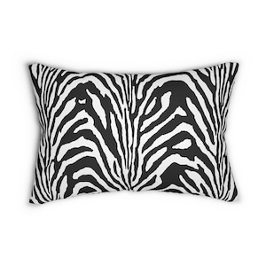 Zebra Stripes Lumbar Pillow: Black and White Animal Print Decor