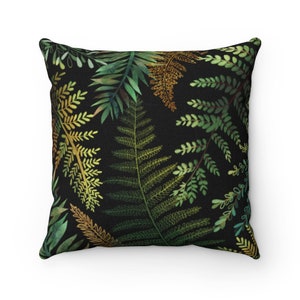 Botanical throw pillow cover vintage pillow cover greenery home decor fern pattern bedroom decor accent pillow plant lover gift for her mom