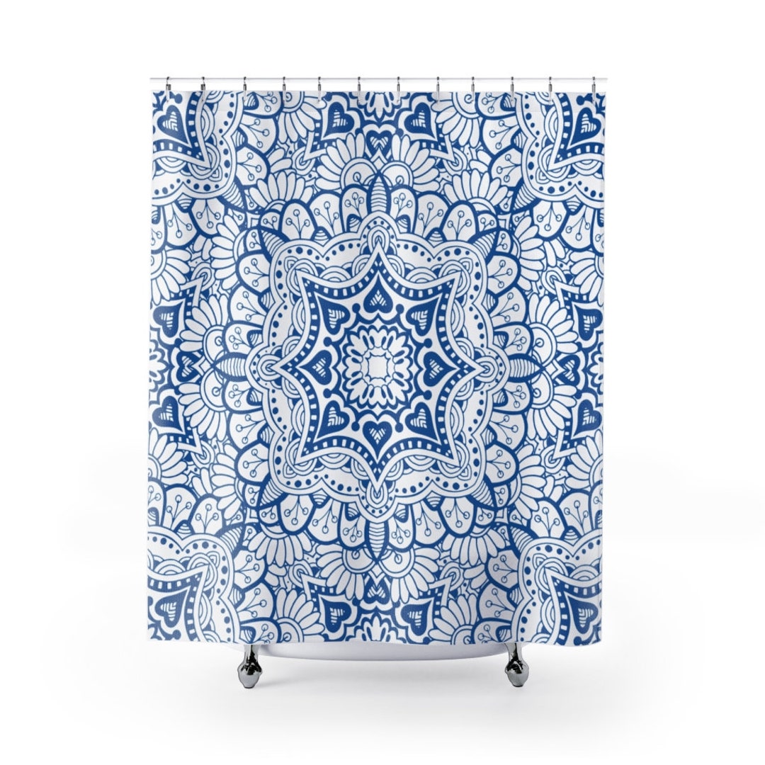 Boho Shower Curtain Bohemian Bathroom Decor Ornamental Shower Etsy