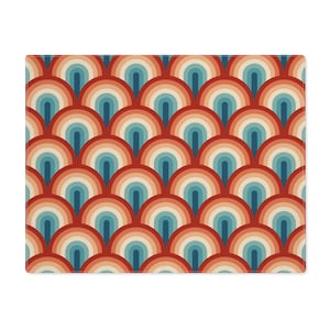 Retro Placemat red orange blue fabric placemats geometrical cloth table decor hippie pattern housewarming gift idea70s 60s groovy maximalist