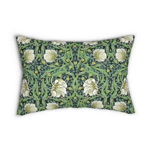 William Morris Inspired Lumbar Pillow: Floral Botanical Decor
