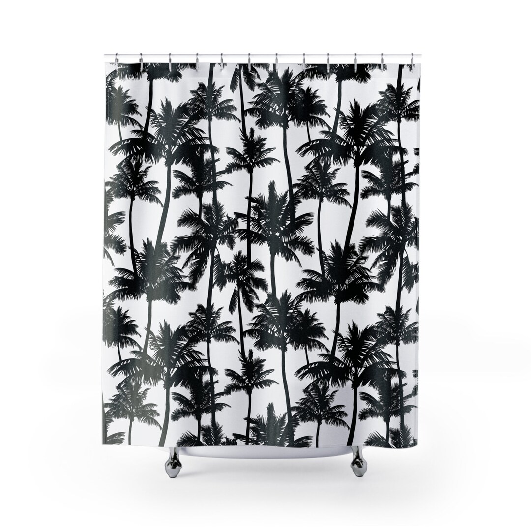 Jungle Shower Curtain Vintage Bathroom Decor Exotic Palm Trees Shower Curtain Tropical Bathroom