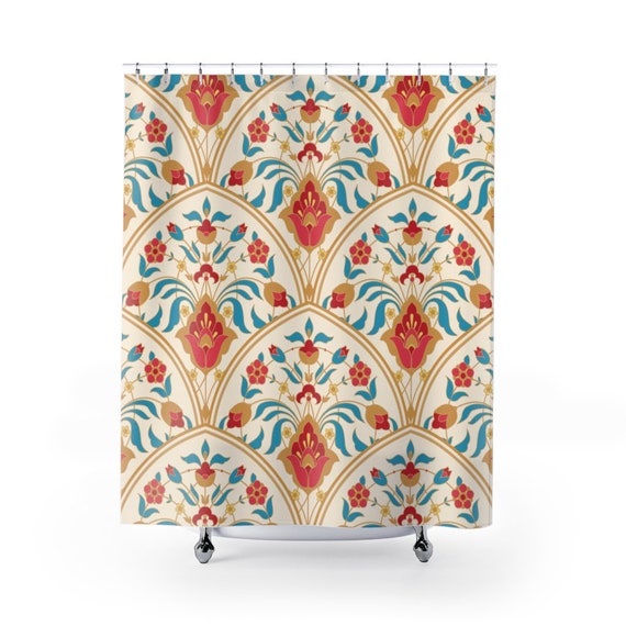 Art Deco Shower Curtain Fl Bathroom Decor Bohemian Art Deco Shower Curtain Fl Bathroom, Art Deco Shower Curtain Hooks