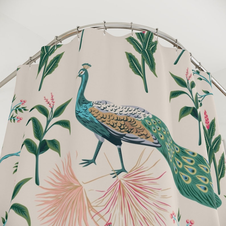 Peacock Shower Curtain Vintage Bathroom Decor Peacock Shower Etsy