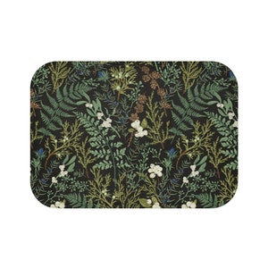 Botanical bath mat woodland bath mats green fern leaves bathroom decor forest plants bath rug greenery bathroom mat boho bohemian