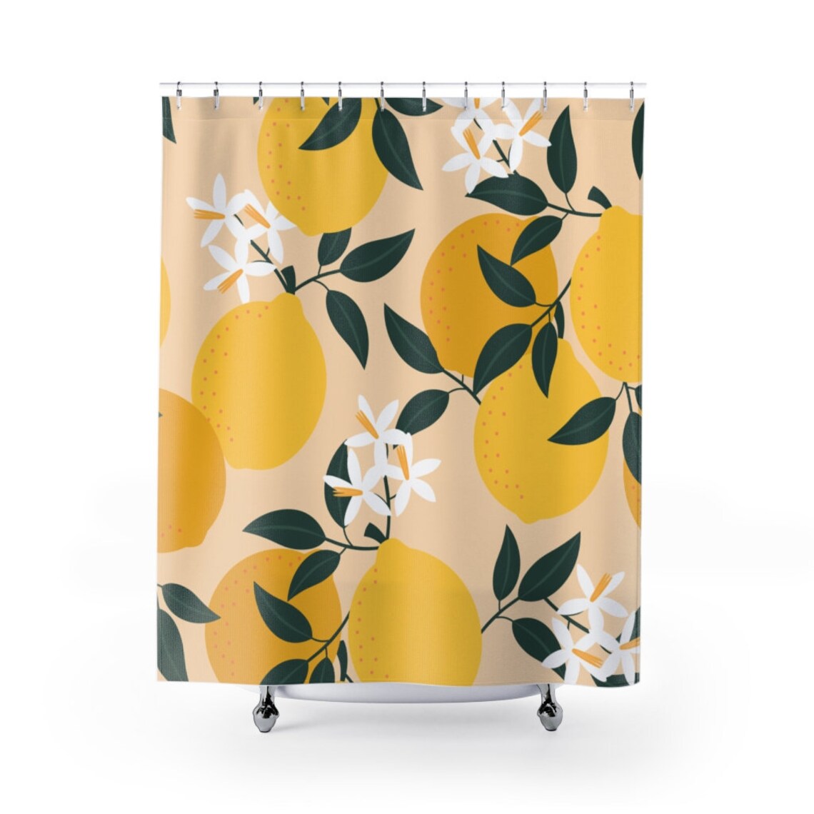 Lemon Shower Curtain Modern Bathroom Decor yellow Shower Etsy