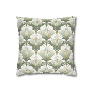 Art deco throw pillow case vintage pillow cover elegant home decor green gold white  bedroom decor  accent pillow art nouveau gatsby 1920s