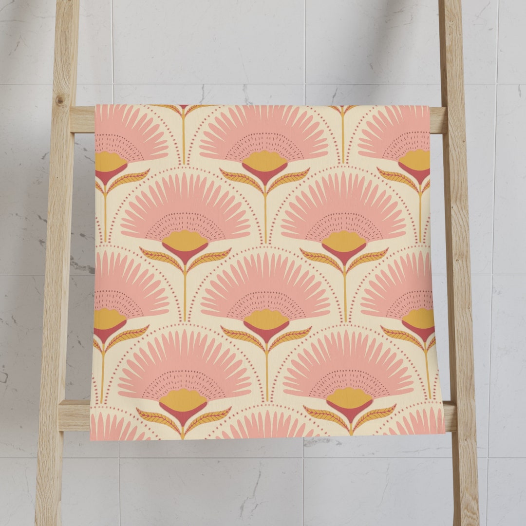 Art Deco Hand Towel Vintage Bathroom Decor Botanical Pattern Elegant ...