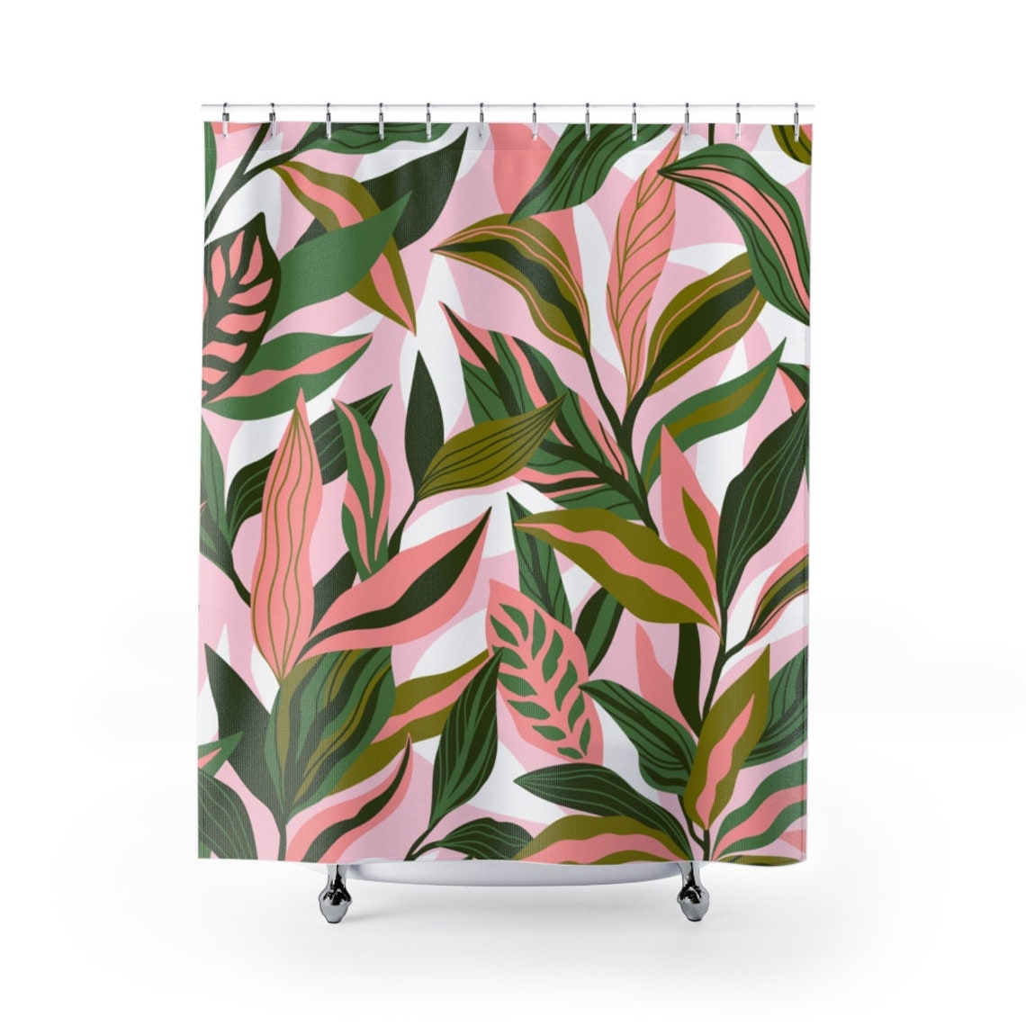 Greenery Shower Curtain botanical bathroom decor modern shower Etsy