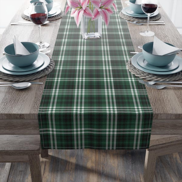Scott Black & White Modern Tartan Table Runner - Cotton table runner main image 0