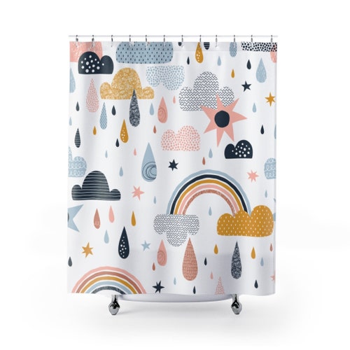 Ocean Shower Curtain Kids Bathroom Decor Modern Shower Etsy