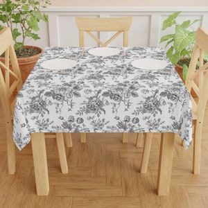 Vintage roses Tablecloth spring home decor black  white flowers kitchen table cloth dining room decoration housewarming gift for her garden