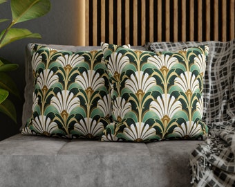 Art deco throw pillow case vintage pillow cover elegant home decor green gold white bedroom decor gatsby accent pillow art nouveau 1920s