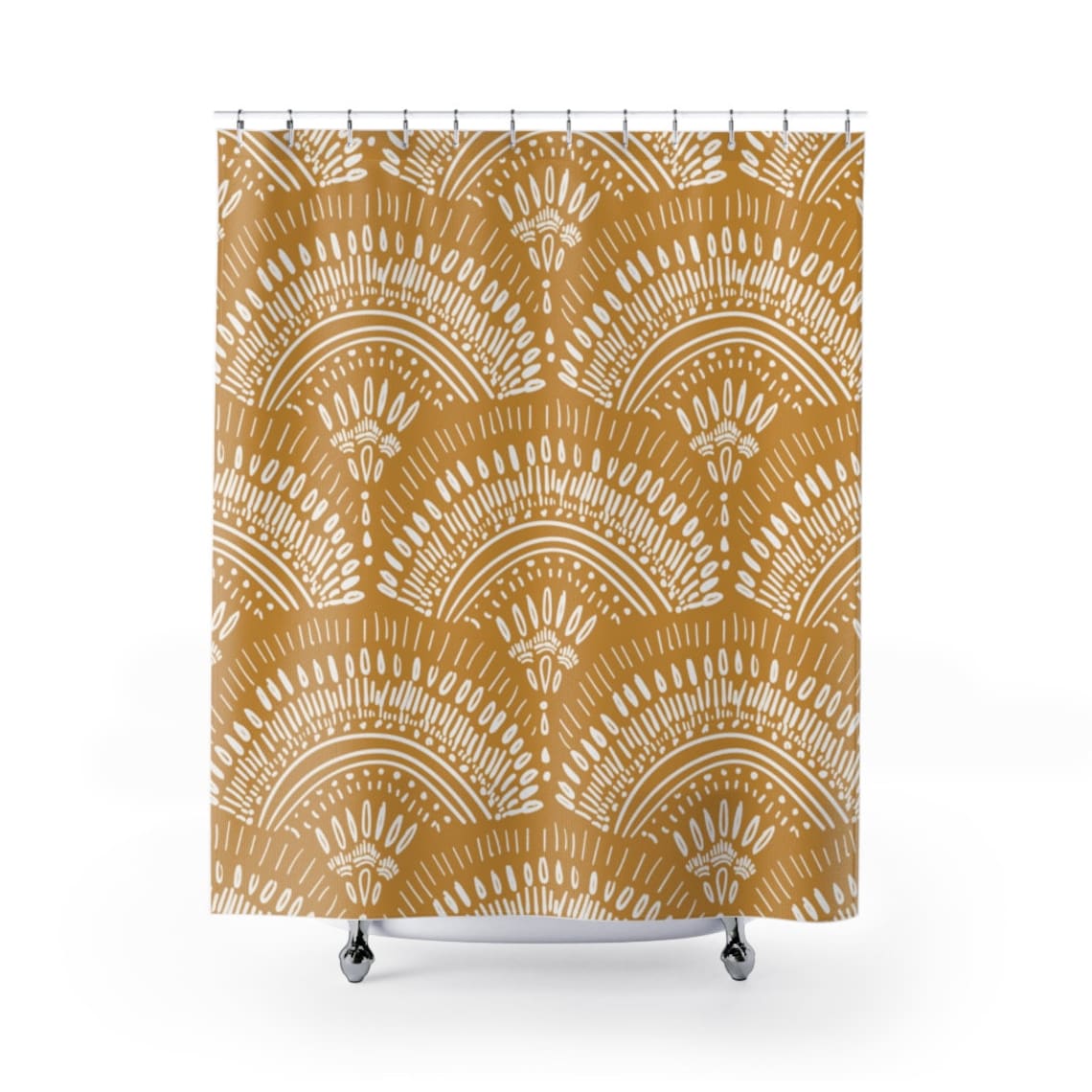 Boho Shower Curtain Mustard Yellow Bathroom Decor Boho Etsy