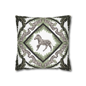 Tropical throw pillow cover zebra pillow case tropical decorative pillow cover exotic jungle accent pillow cover green palm leaves safari