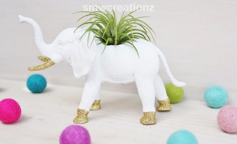 Custom Elephant Planter with Air Plant Room Decor Home Decor Birthday Gift Teacher Gift Party Favor Zoo Party image 3