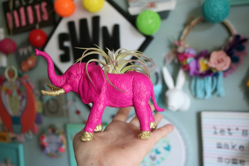 Custom Elephant Planter with Air Plant Room Decor Home Decor Birthday Gift Teacher Gift Party Favor Zoo Party image 4