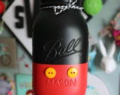 Mickey Mason Jar -Quart Size- Large Mason- Mickey Birthday Decor- Cute Gift- Party Decor- Centerpiece- Birthday Party- Mickey Party