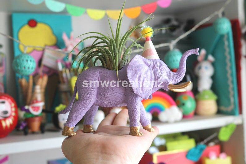 Custom Elephant Planter with Air Plant Room Decor Home Decor Birthday Gift Teacher Gift Party Favor Zoo Party image 1