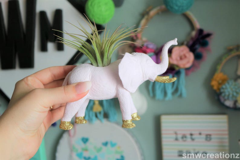 Custom Elephant Planter with Air Plant Room Decor Home Decor Birthday Gift Teacher Gift Party Favor Zoo Party image 6