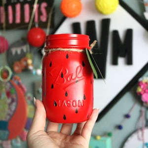 Strawberry Mason Jar Desk Decor Summer Picnic Fruit Strawberry Shortcake Summer Party Party Decor Party Favor Centerpieces