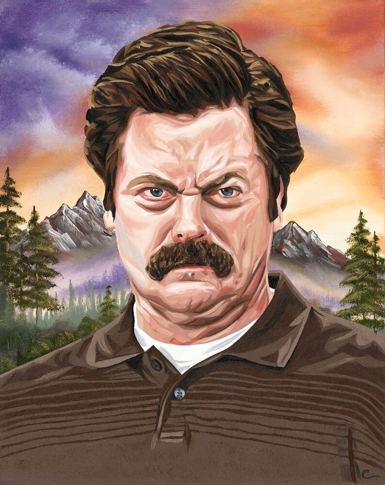 Ron Swanson Parks and Rec Original Oil Painting Print | Etsy