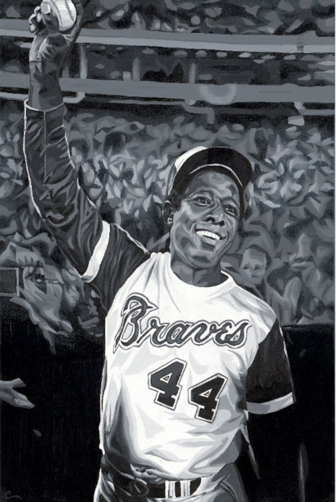 Hank Aaron Original Oil Painting Print Etsy