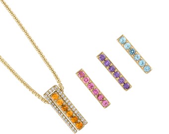 14kt Yellow Gold Necklace with .31ct GSI Diamond and Interchangeable Gemstones