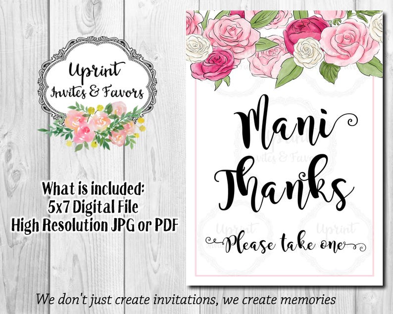 Printable Mani Thanks 5x7 Sign, Nail Polish Display Sign - Instant ...