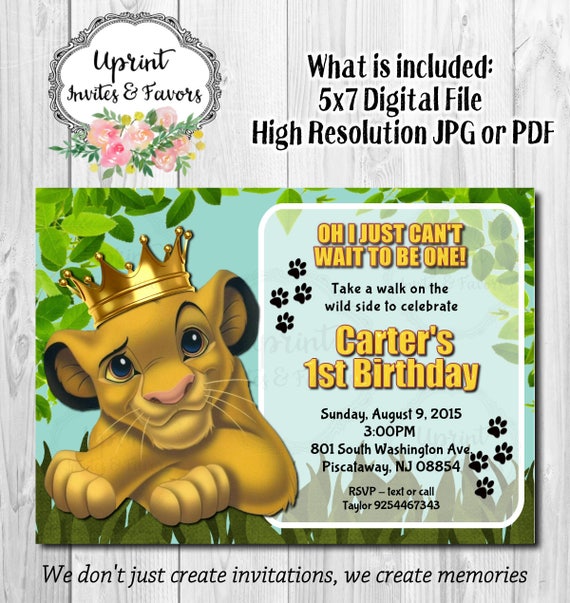 simba king jungle invitation