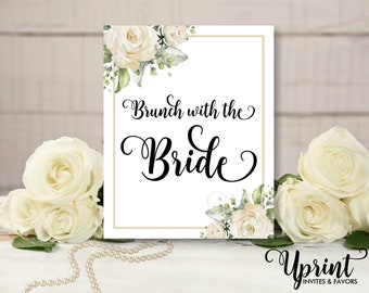 Brunch con la novia, letrero floral para despedida de soltera, letrero imprimible de 8 x 10, descarga instantánea de brunch nupcial