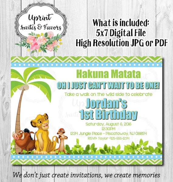 simba jungle invitation digital file etsy