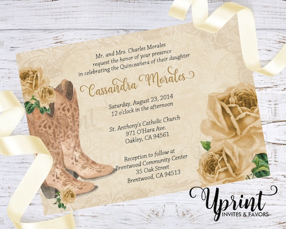 Western Quinceanera Invitation, Cowgirl Invitation, Quinceanera