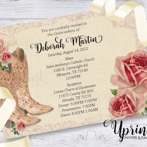 Vintage Quinceanera Invite, Western Invitation, Quinceanera Invitation, Vintage Invitation, Vintage Western Invitation - 5x7 Digital File